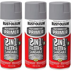 Rust-Oleum 260510 Automotive 2-in-1 Filler & Sandable Primer Spray,12 oz, (3ct)
